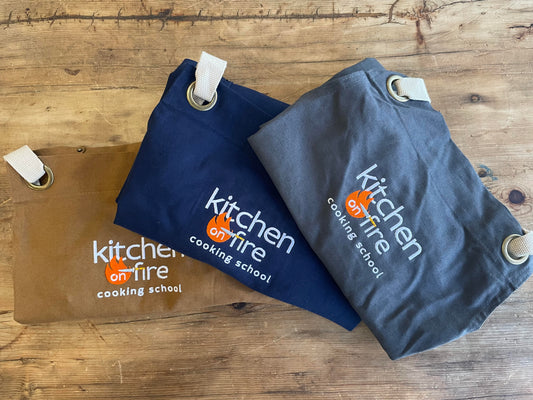 Full-Length Cotton Canvas Apron – Antique Brass Rivets & Grommets - Kitchen on Fire STORE