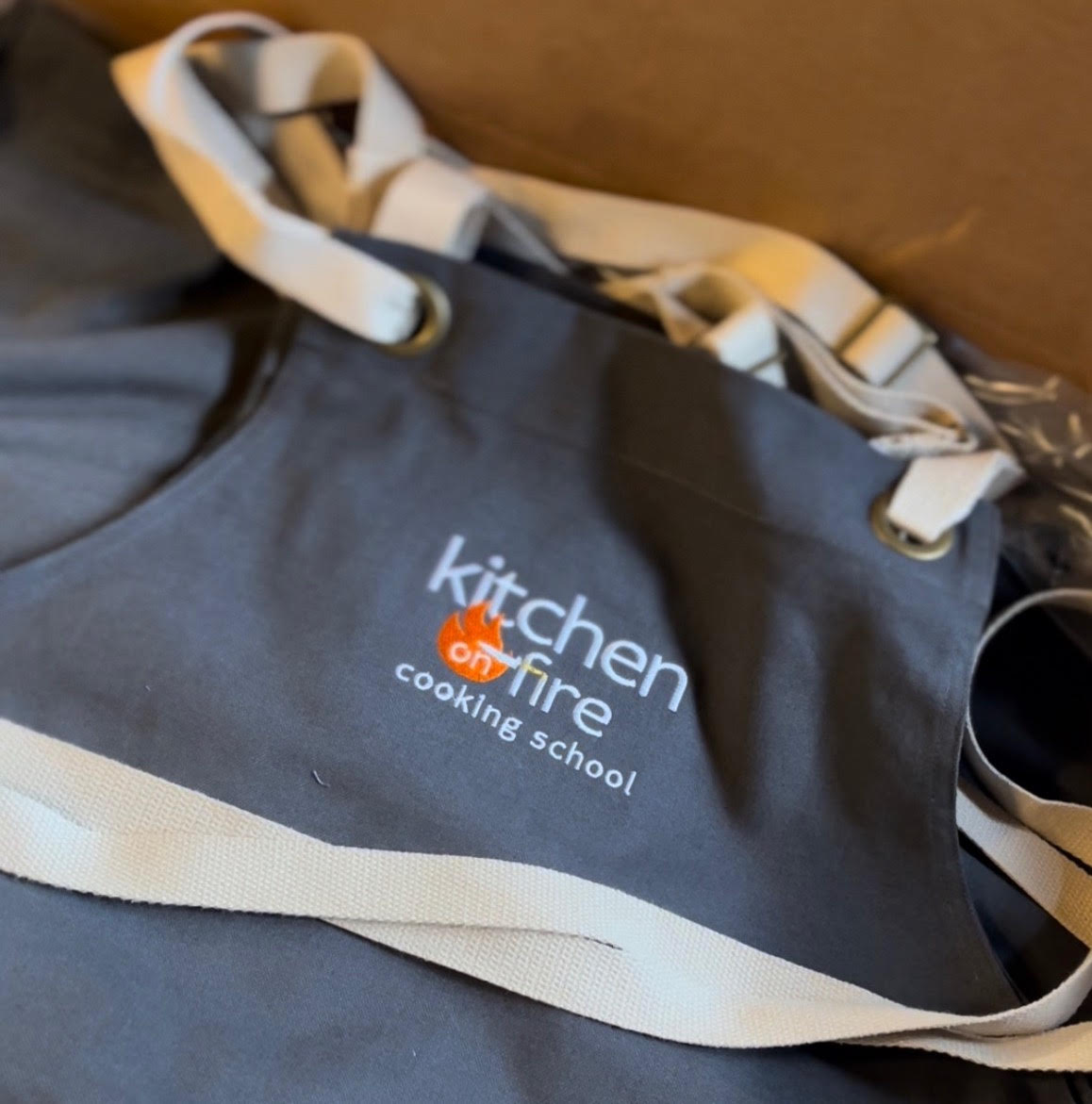 Full-Length Cotton Canvas Apron – Antique Brass Rivets & Grommets - Kitchen on Fire STORE