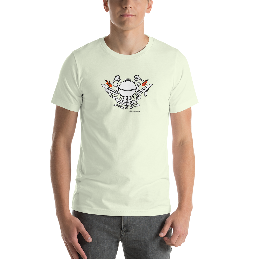 Fire Up the Grill: Lords of Barbecue Short-Sleeve Unisex T-Shirt for BBQ Lovers. - Kitchen on Fire STORE