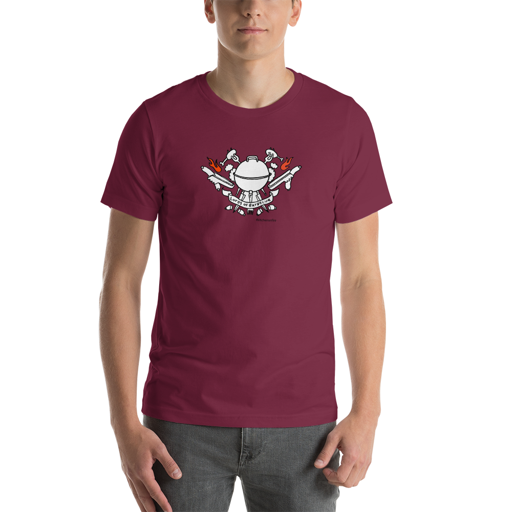 Fire Up the Grill: Lords of Barbecue Short-Sleeve Unisex T-Shirt for BBQ Lovers. - Kitchen on Fire STORE