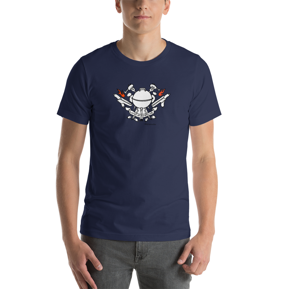 Fire Up the Grill: Lords of Barbecue Short-Sleeve Unisex T-Shirt for BBQ Lovers. - Kitchen on Fire STORE