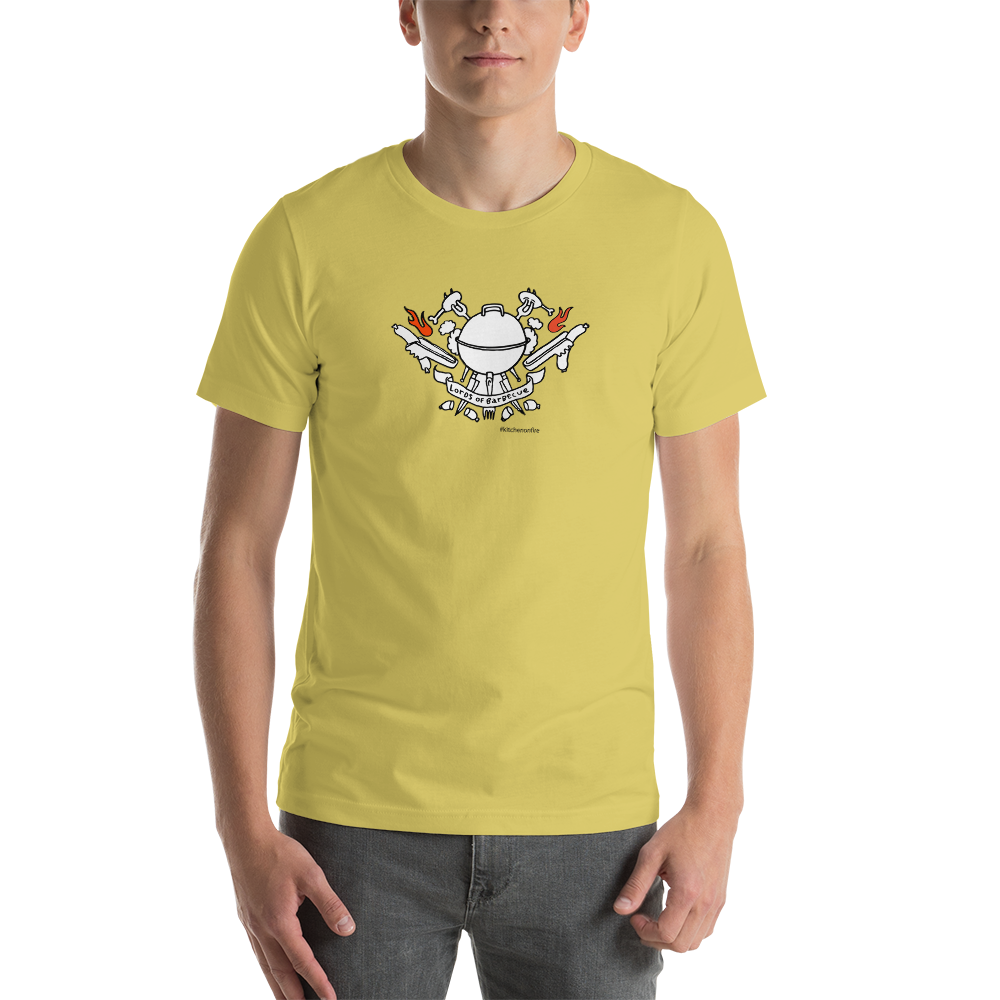 Fire Up the Grill: Lords of Barbecue Short-Sleeve Unisex T-Shirt for BBQ Lovers. - Kitchen on Fire STORE