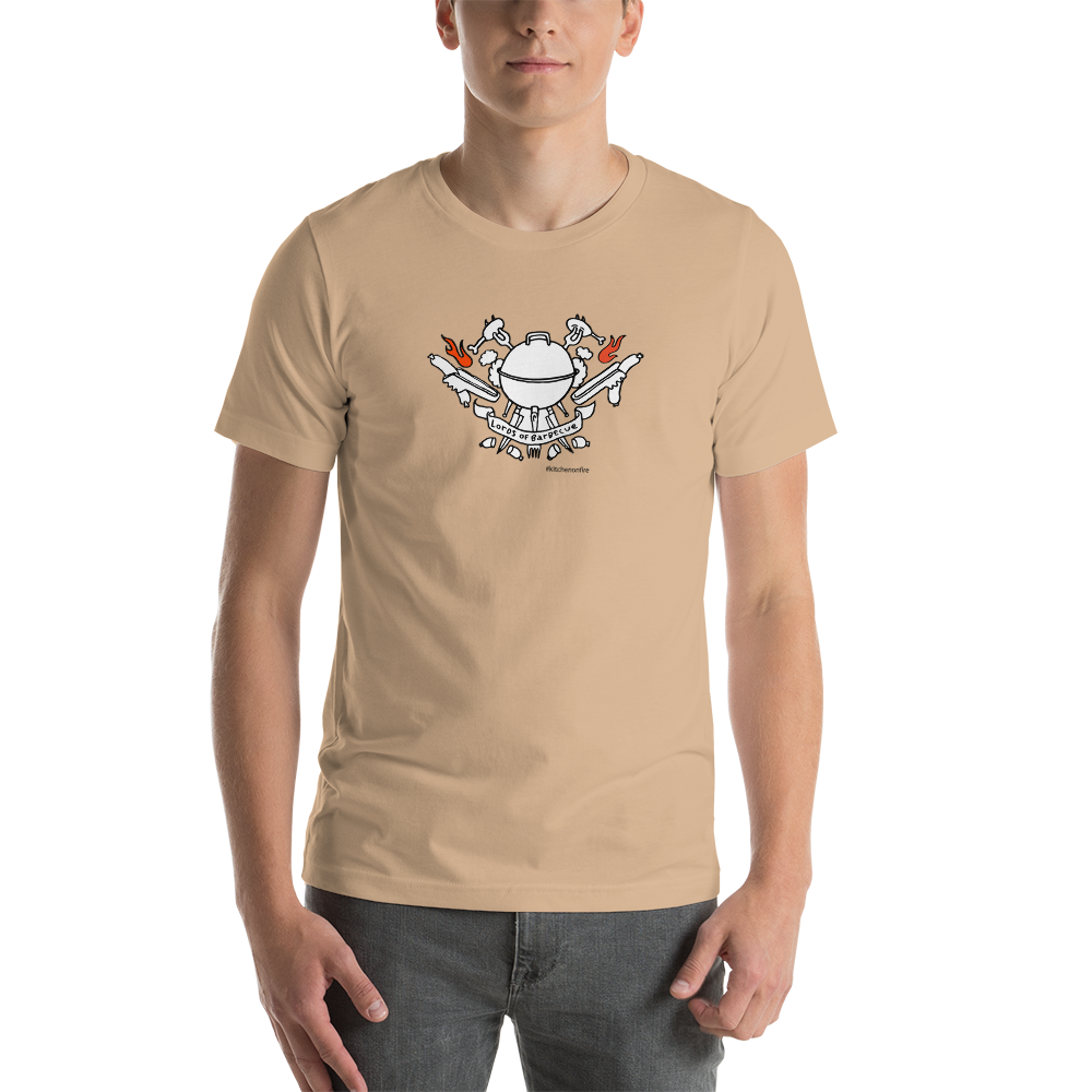 Fire Up the Grill: Lords of Barbecue Short-Sleeve Unisex T-Shirt for BBQ Lovers. - Kitchen on Fire STORE